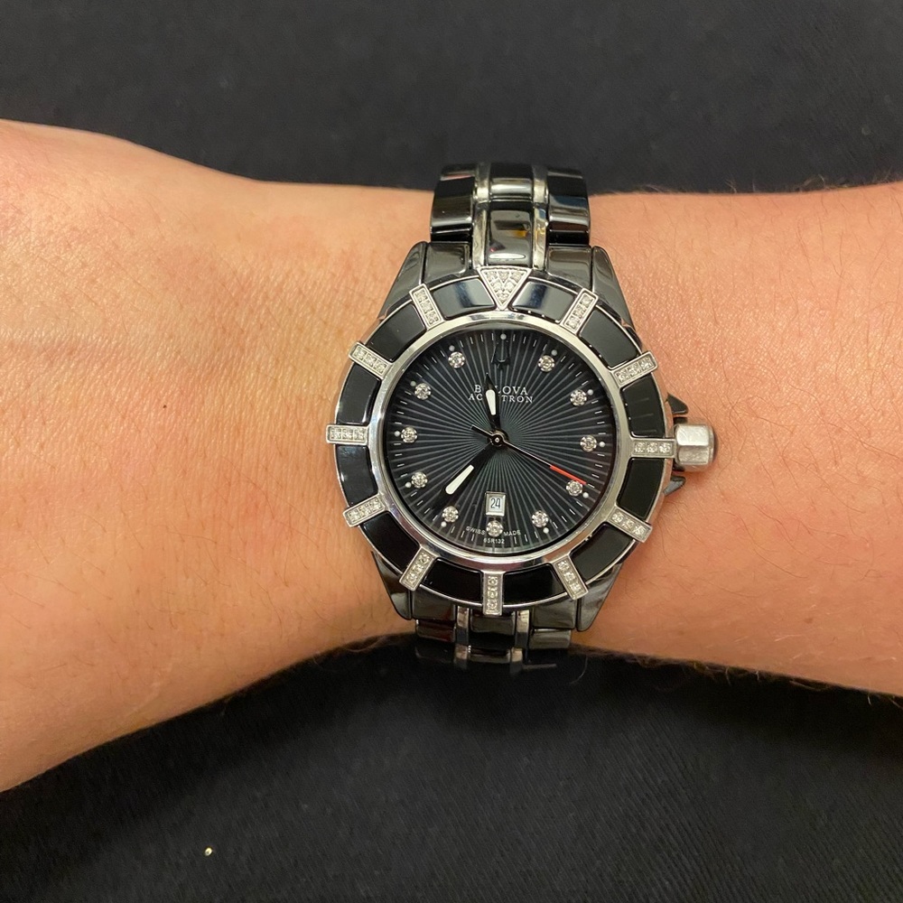 Bulova Accutron Onyx & Diamond Watch (Authentic w/original box)